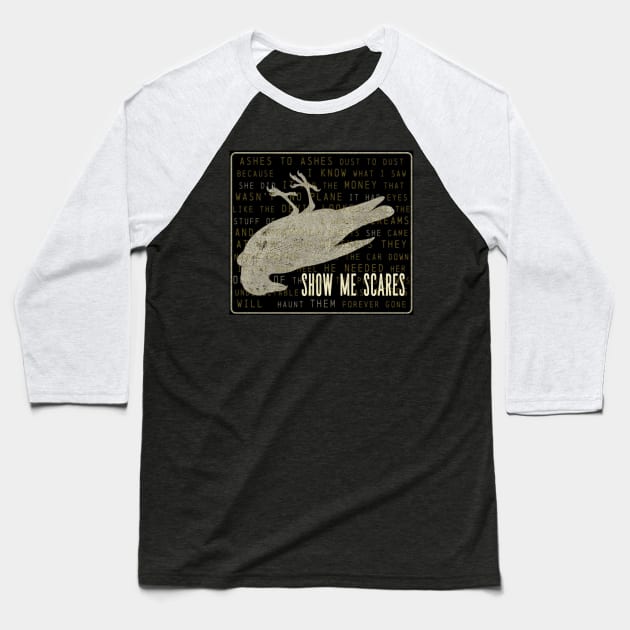 Show Me Scares Bird Logo Baseball T-Shirt by Show Me Scares Podcast